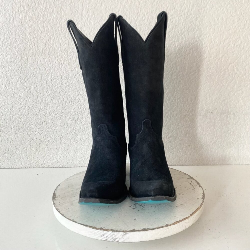Black Suede Heeled Boots - Picture 5 of 14